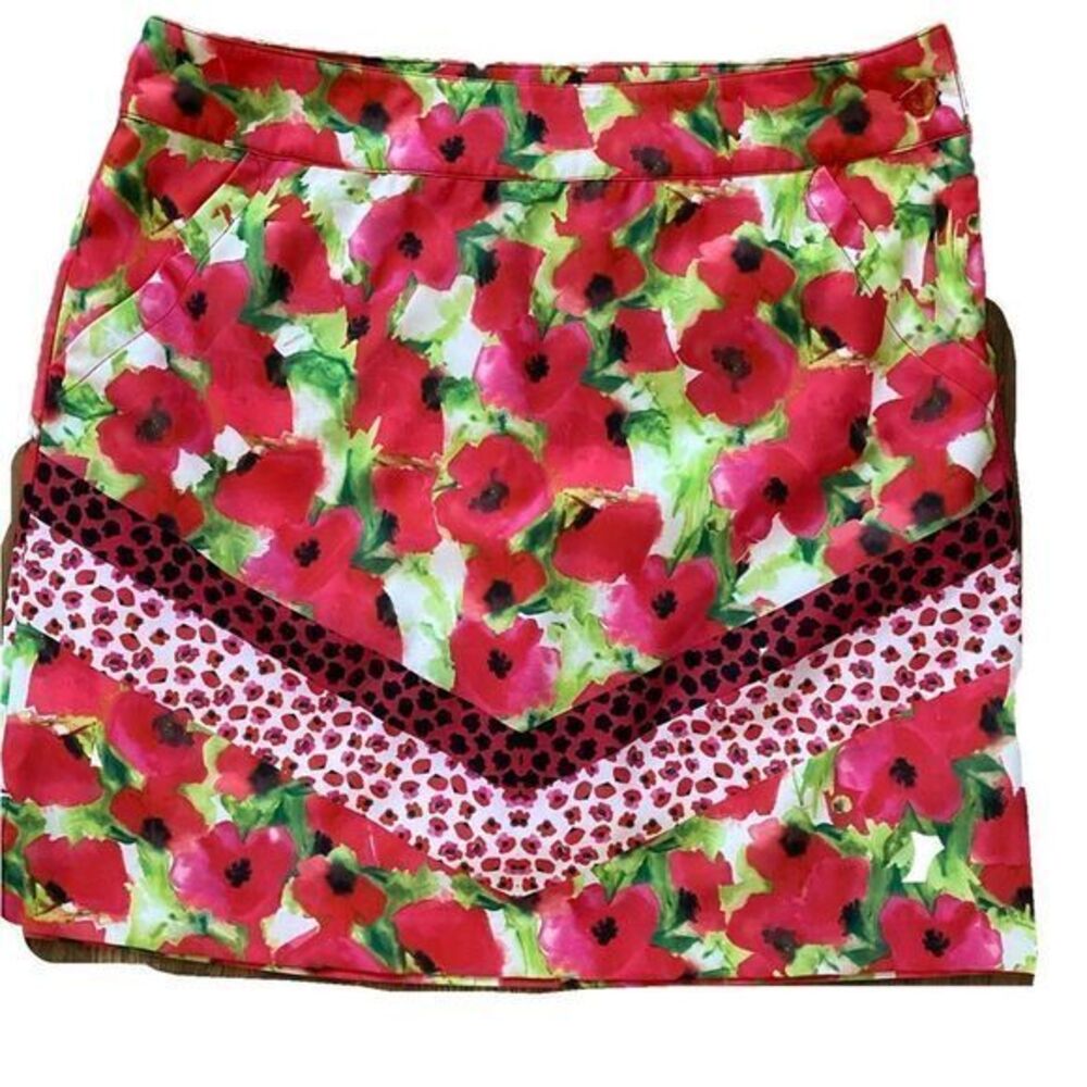 EP Pro Floral Skort - 6 pink /coral floral , polyester spandex